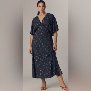 BI-nk Navy with Strawberry Floral Print Elettra Short-Sleeve Midi Dress NWT 1X